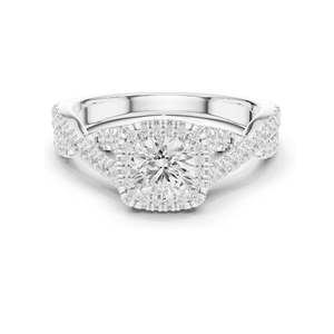 Bague Halo en Diamant de Laboratoire Rond Coussin de 1,27 CT pour Femme, Clarté VVS-VS EF, Or 18KT, 14KT, 10KT et Argent 925, Rose, Jaune - Product Image 1