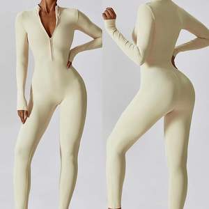 2024 tendance haute qualité toile entraînement barboteuse pour femmes Logo personnalisé Fitness combinaison avant fermeture éclair Yoga porter des vêtements de sport - Product Image 3