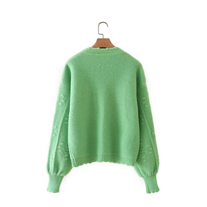 Top tendencia material de alta calidad OEM manga larga Mujer cárdigan suéter cuello en V abrigo de invierno con colores personalizados tamaño - Product Image 2