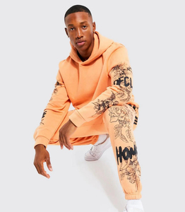 Nouvel ensemble de survêtement en molleton 100 % coton, coupe ajustée, imprimé numérique, haute qualité, écologique, avec logo personnalisé, couleurs variées, vente en gros disponible - Product Image 5