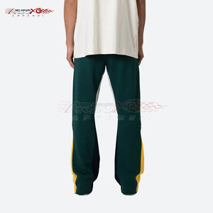 Pantalon de survêtement évasé pour homme, léger, décontracté, respirant, en mélange de coton, avec taille côtelée et cordon de serrage - Product Image 2