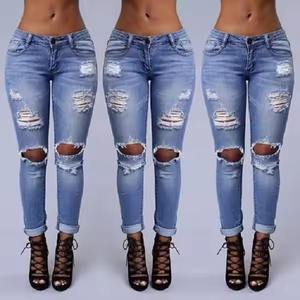 กางเกงยีนส์ผ้ายืดทรงสกินนี่สำหรับผู้หญิง  สต็อกล้นจากบังกลาเทศ กางเกงยีนส์ทรงตรงสำหรับผู้หญิง - Product Image 1