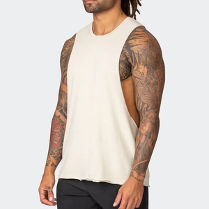 Camiseta sin mangas de algodón con logotipo personalizado al por mayor para hombre, camiseta de entrenamiento muscular para correr, talla XL, estilo lavado - Product Image 1