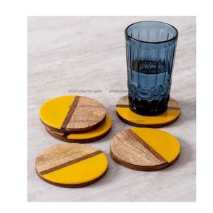 Creative Clear Round Square Handmade Cedar Tabletop Protection <b>Placemats</b> Wood Inside Epoxy Resin Tea Best Coaster - Product Image 3
