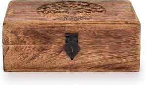 Boîte à souvenirs arbre de vie en bois fait à la main organisateur de bijoux en velours magnifiquement gravé idées cadeaux uniques pour hommes et femmes bagues - Product Image 2