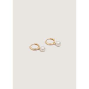 Round Pearl Huggie Huggie <b>Earrings</b> - Product Image 3