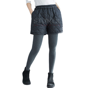 Pantalones cortos acolchados sólidos para mujer, pantalones cortos acolchados con cintura elástica para exteriores, pantalones cortos recién llegados para invierno - Product Image 1