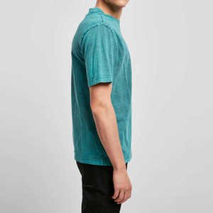 Camisetas de Hombre de Algodón 100% de Alta Calidad OEM, Tejido de Punto, Lavado Ácido, Color Sólido, Secado Rápido, Transpirables, Ecológicas, Estilo Vintage, Venta al Por Mayor - Product Image 4
