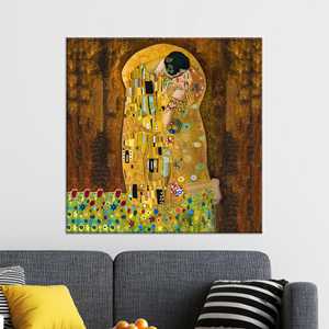 Toile imprimée Gustav Klimt Le baiser - Symbolisme autrichien, toile enveloppée - Product Image 1