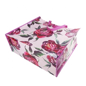 Bolsas de Mano Ecológicas de PP Reciclado con Logotipo Personalizable, Diseños Florales, Bolsas de Compras Reutilizables con Cierre de Gancho y Bucle - Product Image 3