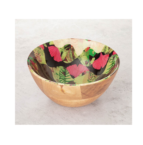 Bol de service de fruits de légumes de salade de nourriture en bois avec des bols de vaisselle de conception fantaisie imprimés en émail prix bon marché - Product Image 2