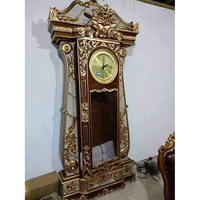 Horloge de grand-père de luxe en chêne massif, à mouvement mécanique, affichage analogique, style rectangulaire moderne du milieu du siècle, style antique, écologique
