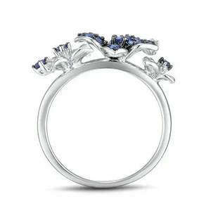 Anillos de plata 925 de calidad excepcional, joyería de boda para mujer con zafiro cúbico, tamaño 7 Cus-Jew18 - Product Image 3