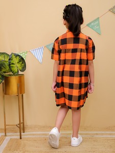 Robe en coton décontractée pour filles pour l'été, vêtements respirants et légers pour enfants avec décoration à boutons - Product Image 2