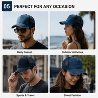 Gorra Trucker de Malla Vaquera Lavada Estilo Vintage con Logotipo Personalizado, Ajustable con Cierre a Presión, Venta al por Mayor OEM, Casual de Verano para Playa