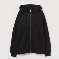 Sweat à capuche unisexe d'hiver avec fermeture éclair intégrale, personnalisé avec appliqué, coupe oversize, taille XS, gaufré, délavé à la pierre, brodé, pour un style épuré