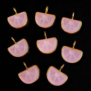 Rosa Calcedonia limón forma tallada piedra preciosa hecha a mano encanto colgante DIY chapado en oro colgante de piedras preciosas - Product Image 3