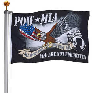 Paquete de 2 Banderas Pow Mia 3x5 con Águila para Exteriores - Todas dieron algo, algunas dieron todo. Banderas para Prisioneros de Guerra, Militares, Ejército, Guerra de Corea - Product Image 1