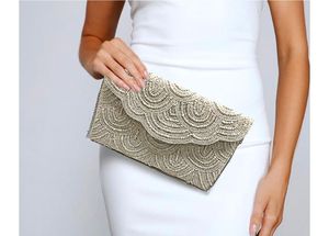 Cream and White Crossbody Beaded Clutch - Product Image 3
