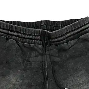 Vente directe d'usine imprimé personnalisé de haute qualité hommes lavage à l'acide Shorts couleur unie décontracté respirant coton taille élastique - Product Image 3