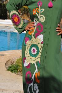 2024 Designer personnalisé modeste vert Floral brodé coton Maxi élégant parole longueur dames dernier modèle vacances Boutique - Product Image 5