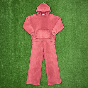 2025 Winter Women's 100% Cotton Fleece Solid Embroidered Lace Casual Wear Hip Hop Style 2 Piece <b>Set</b> Custom Silk Screen Printed - Product Image 3