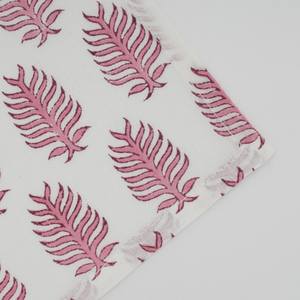 Ridhi 2025 Beautiful Leaf Taffy Pink White Cotton Hand <b>Block</b> <b>Printed</b> Square Cocktail Napkins Handmade Modern for Weddings - Product Image 5