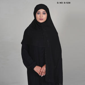 Hiyab de Chifón con Textura Brillante Fina en Toda la Superficie y Detalles de Borde con Patrones Sutiles para un Estilo Moderno y Modesto - Product Image 2