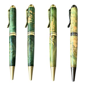 Stylo à bille haut de gamme en bois stabilisé fait main, largeur d'écriture 0,7 mm, cadeau d'affaires de luxe pour le bureau, collection Aquamarine - Product Image 3