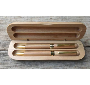 Support/étui à stylos en bois avec logo gravé, cadeau d'affaires, étui en bois pour stylo à bille, plateau porte-stylos en bois - Product Image 3