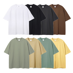 T-shirt unisexe de luxe 100 % coton, écologique, respirant, coupe oversize et carrée, grammage lourd, avec logo personnalisé, col montant, style Hip Hop pour hommes et femmes - Product Image 2