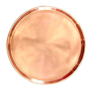 Métal cuivré avec plateau de service martelé forme ronde pour la maison et l'hôtel plateaux de service pour aliments et boissons - Product Image 3