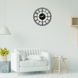 Horloge murale ronde en métal élégante, design minimaliste moderne noir, parfaite pour le salon, la chambre, le bureau et le couloir. - Product Image 3