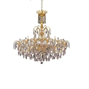 BEST QUALITY 14-LIGHT CHANDELIER MADE IN ITALY IN BRASS GOLD FINISH