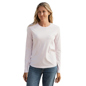 Camiseta de Manga Larga para Mujer, Color Rosa Claro, Cuello Redondo, 100% Algodón Orgánico de Lujo, Preencogido, Certificado GOTS, Ajuste Clásico, Suave y Premium - Product Image 3