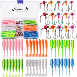Juego de 95 señuelos giratorios con cabezas de jig y anzuelos para pesca en ríos, lagos y océanos - Señuelos duros de PVC y plomo - Product Image 1