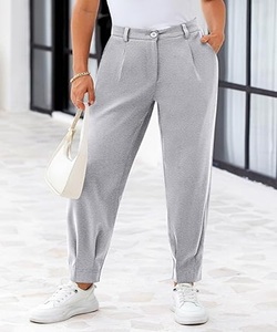 Pantalon droit pour femme, coupe classique, fermeture boutonnée, bas élastique, léger, séchage rapide, pantalon d'extérieur - Product Image 1
