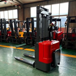 Chariot élévateur à palettes entièrement électrique KCCL de 1 à 2 tonnes avec fourches réglables, certifié CE, rouge - Product Image 2