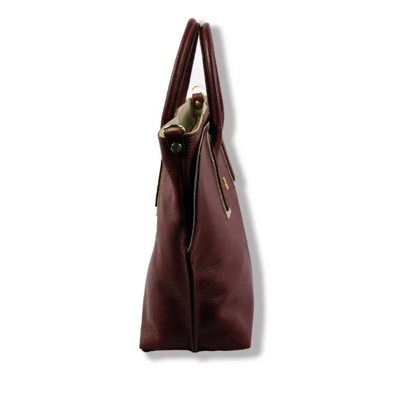 Made in Italy Damentasche Schultertasche weiches Kalfsfell Innenausstattung mit Reißverschluss Doppelgriff Handtasche Schulterband
