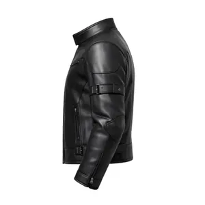 Wholesale <b>Men</b>’s Classic Black Leather <b>Biker</b> Racer <b>Jacket</b> - Product Image 3