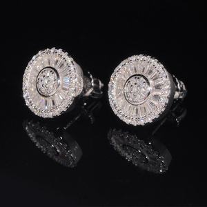 925 Sterling <b>Silver</b> Round <b>Earrings</b> VVS Moissanite Diamond Iced Out Stud <b>Earrings</b> Luxury Statement <b>Earrings</b> <b>For</b> <b>Men</b> Women - Product Image 2