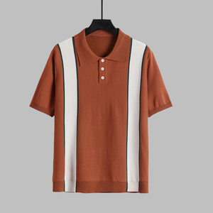 Cardigan de costume à manches courtes en tricot d'été pour hommes, polo surdimensionné, style de rue, mode de luxe - Product Image 4