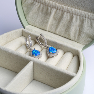 Poire Cut Bleu Opale Pierre CZ Conception En Gros À La Main Turc 925 En Argent Sterling Boucles D'oreilles pour Les Femmes - Product Image 4
