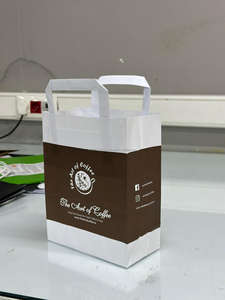 Vente en gros de sacs en papier kraft brun avec logo imprimé personnalisé avec poignée plate pour l'emballage et l'emballage de produits alimentaires artisanaux - Product Image 6