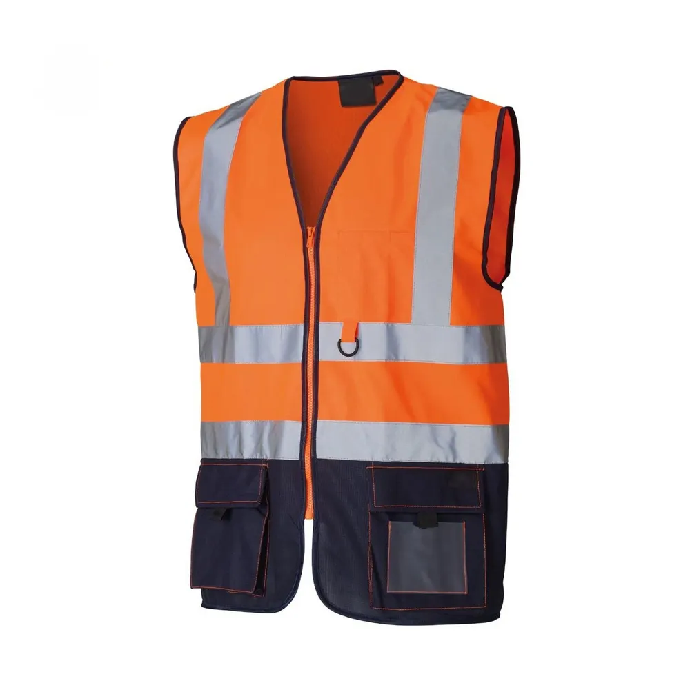 Colete de segurança de alta visibilidade, camisa de trabalho Hi Vis de malha de poliéster de dois tons, segurança reflexiva para construção