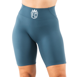 กางเกงขาสั้นเอวสูงสีเขียวอมฟ้าสำหรับผู้หญิง กระชับสัดส่วน ควบคุมหน้าท้อง เหมาะสำหรับออกกำลังกาย ฟิตเนส และเทรนนิ่ง - Product Image 1