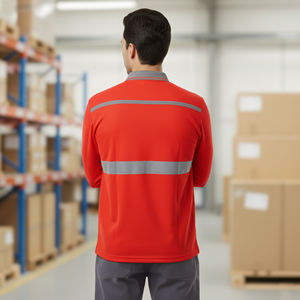 Camiseta Polo de Trabajo de Seguridad Clase 2, 100% Poliéster, OEM/ODM, con Franjas Reflectantes, Manga Larga, Color Sólido, LED Intermitente, Impermeable, para Hombre - Product Image 5