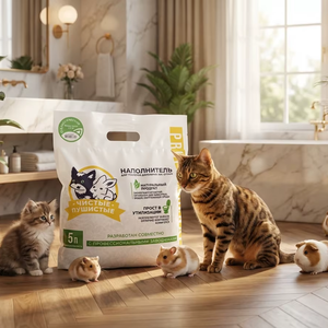 Litière pour chat comestible de qualité supérieure – Granulés de blé dur naturels, sans danger pour les chats et les petits animaux, vente en gros, 5L - Product Image 1