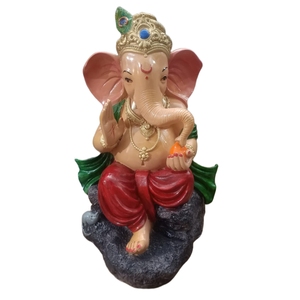 Estatua de Ganesh Ji de Poliresina, Modelo Hecho a Mano, Pintado a Mano, Decoración Religiosa Tradicional, Pooja, Boda, Hogar, Estilo Indio - Product Image 1