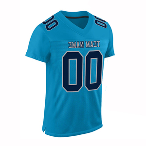 Recién llegado, camiseta de malla de fútbol, Color azul cielo, manga corta, poliéster, hecho de secado rápido, camiseta de aficionado al ejercicio de fútbol americano - Product Image 2